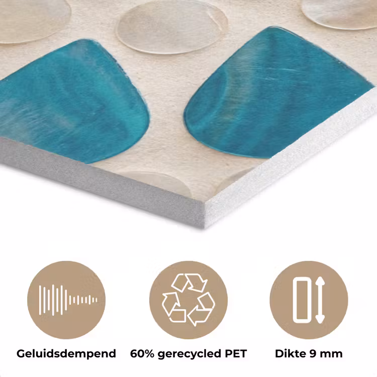 Patroon - Mozaïek - Schelpen - Abstract - Turquoise PET vilt klein -closeup_NL