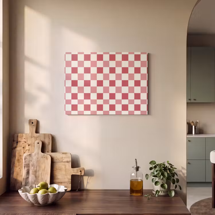 Patroon - Schaak - Roze PET vilt klein 837 -sfeer2