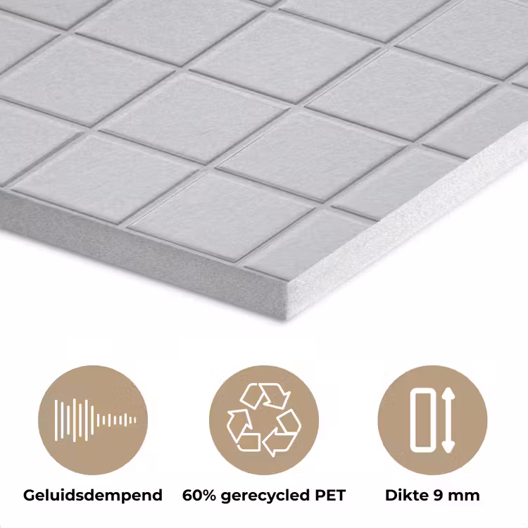 Patroon - Tegels - Licht - Grijs PET vilt klein 837 -closeup_NL