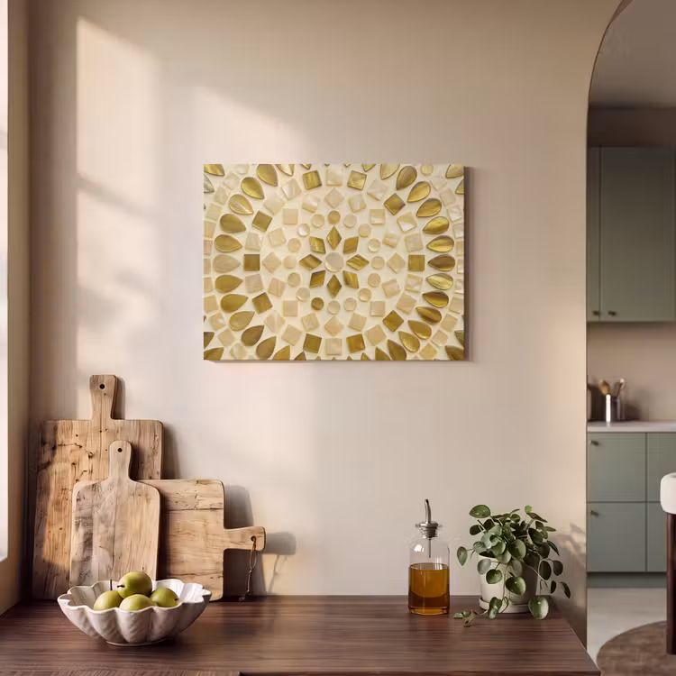 Patroon - Vormen - Mozaïek - Abstract - Goud PET vilt klein -sfeer2