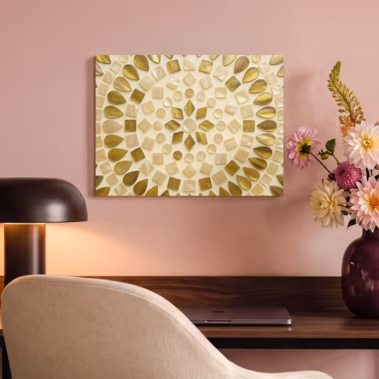 Patroon - Vormen - Mozaïek - Abstract - Goud PET vilt klein -sfeer3