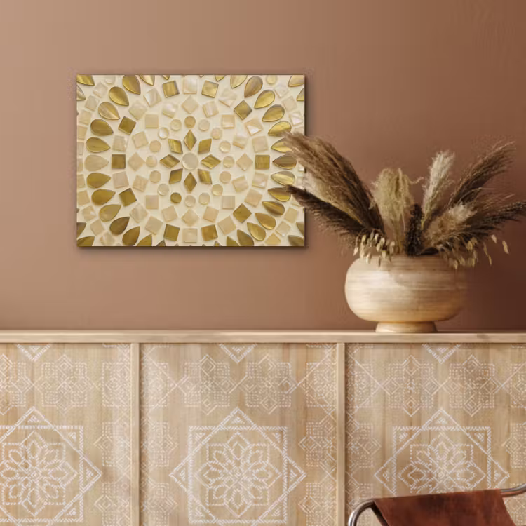 Patroon - Vormen - Mozaïek - Abstract - Goud PET vilt klein -sfeer4
