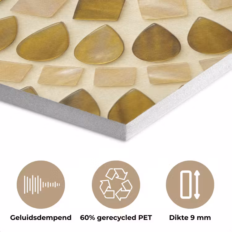 Patroon - Vormen - Mozaïek - Abstract - Goud PET vilt klein -closeup_NL