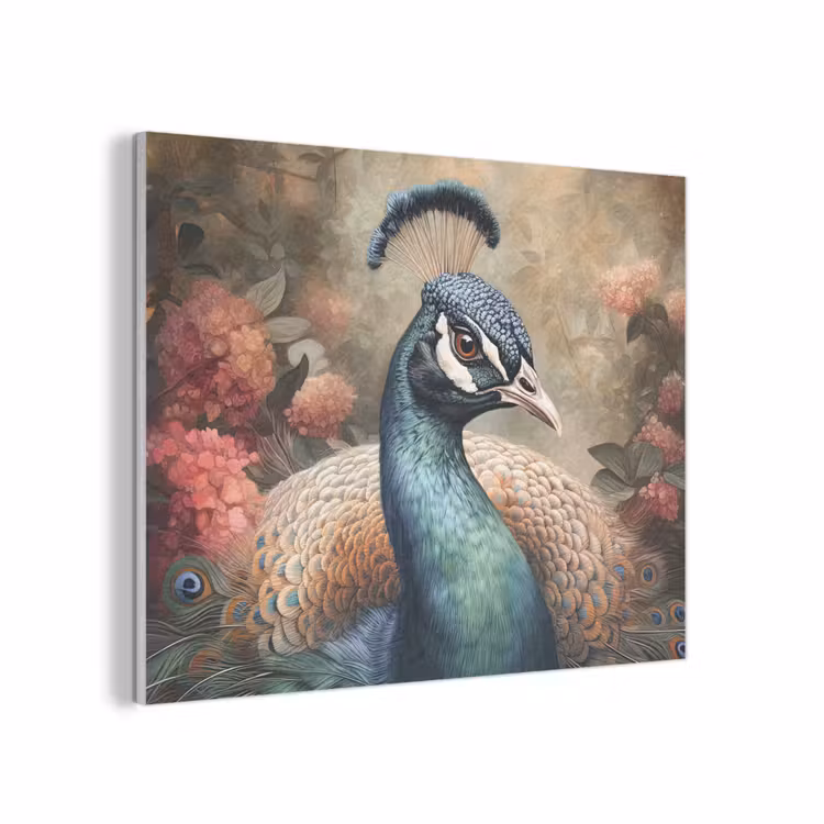 Pauw - Vogel - Bloemen - Planten - Pauwenveren PET vilt klein -3d