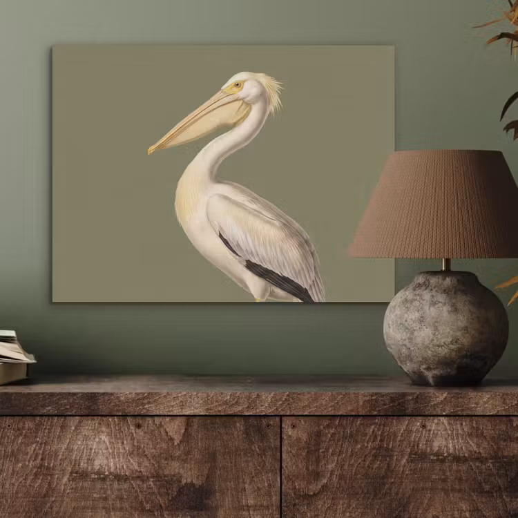 Pelikaan - Wit - Vogel - Klassiek - Natuur PET vilt klein -sfeer2