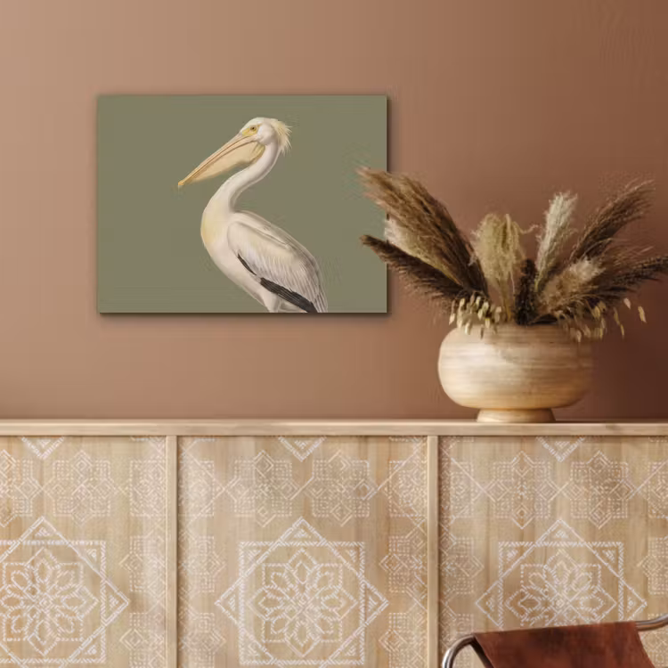 Pelikaan - Wit - Vogel - Klassiek - Natuur PET vilt klein -sfeer4