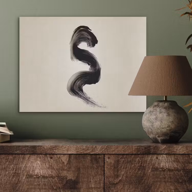 Penseelstreek - Zwart - Minimalistisch PET vilt klein -sfeer2