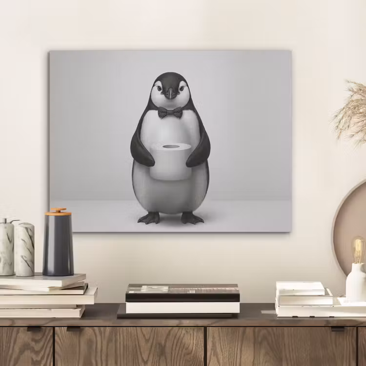 Pinguïn - WC rol - Wit PET vilt klein -sfeer1