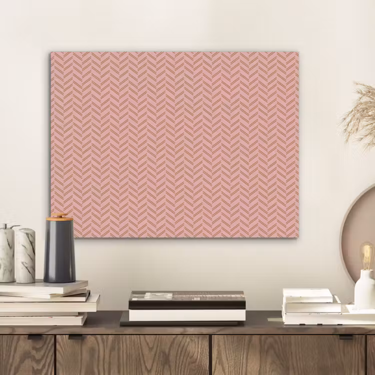 Plaid - Patroon - Visgraad - Roze PET vilt klein 837 -sfeer1