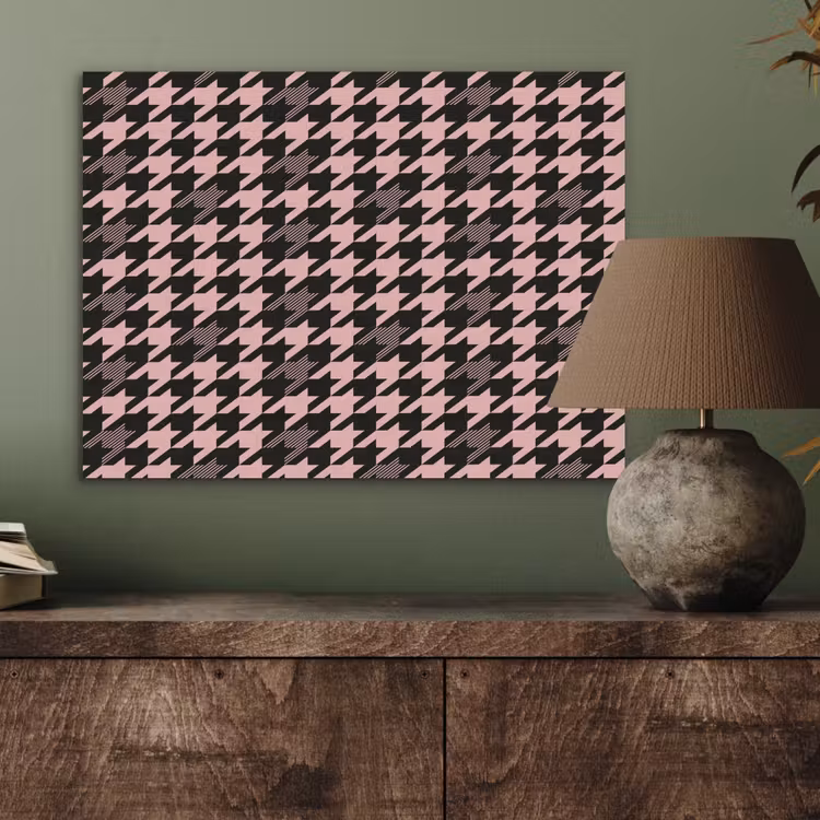 Plaid - Patroon - Zwart - Roze PET vilt klein 837 -sfeer2