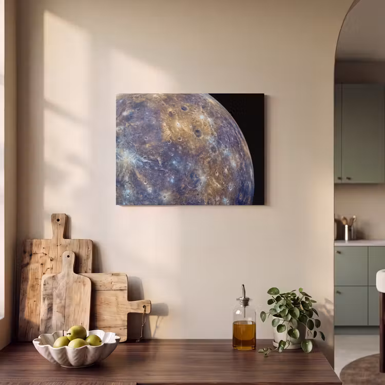 Akoestisch schilderij - Planeet - Kraters - Ruimte - Planeet - Kraters - Ruimte PET vilt klein