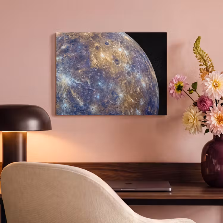 Akoestisch schilderij - Planeet - Kraters - Ruimte - Planeet - Kraters - Ruimte PET vilt klein