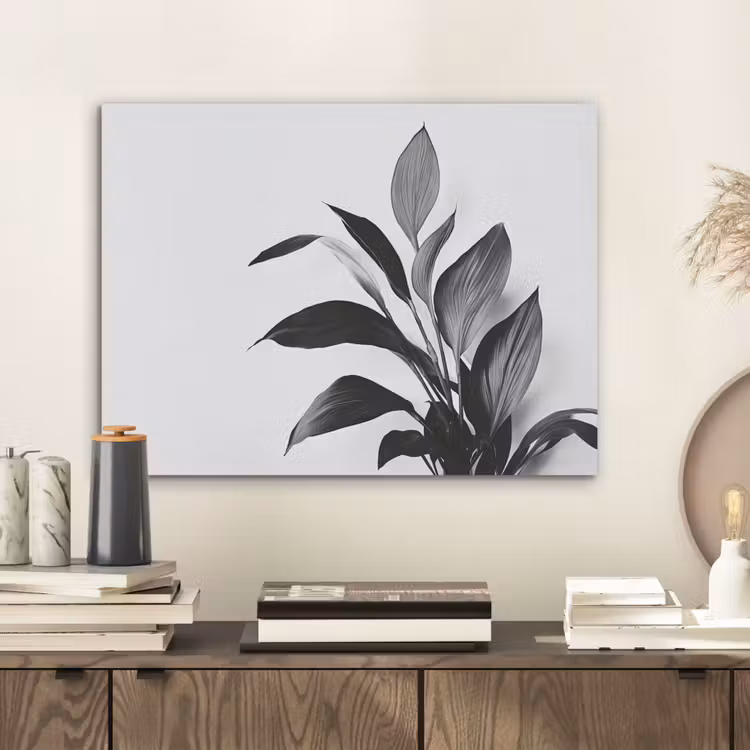 Plant - Bladeren - Minimalistisch - Zwart PET vilt klein -sfeer1