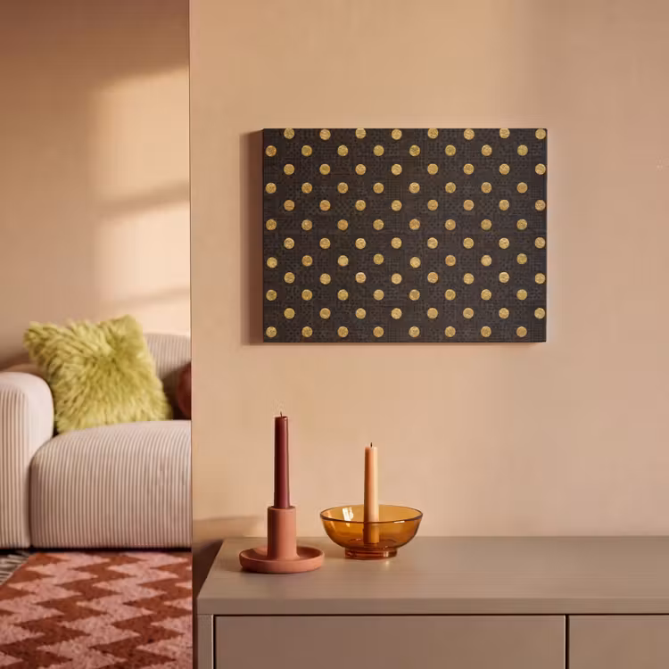 Polka Dot - Stippen - Goud - Zwart PET vilt klein 837 -sfeer1