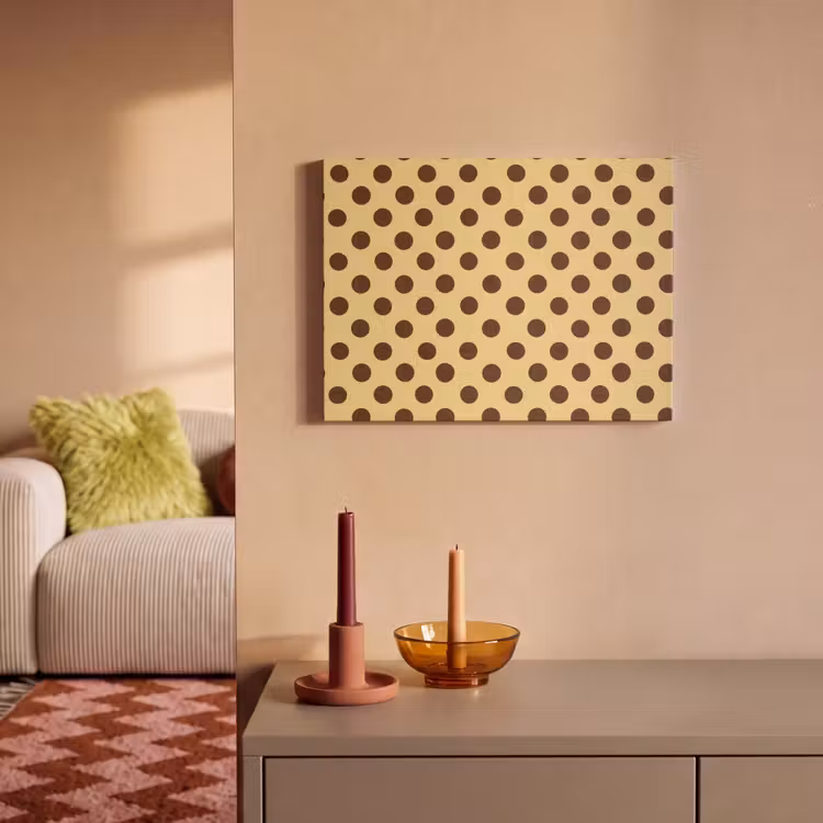 Polka Dot - Stippen - Retro - Geel - Bruin PET vilt klein 837 -sfeer1