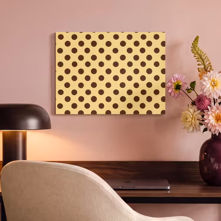 Polka Dot - Stippen - Retro - Geel - Bruin PET vilt klein 837 -sfeer3