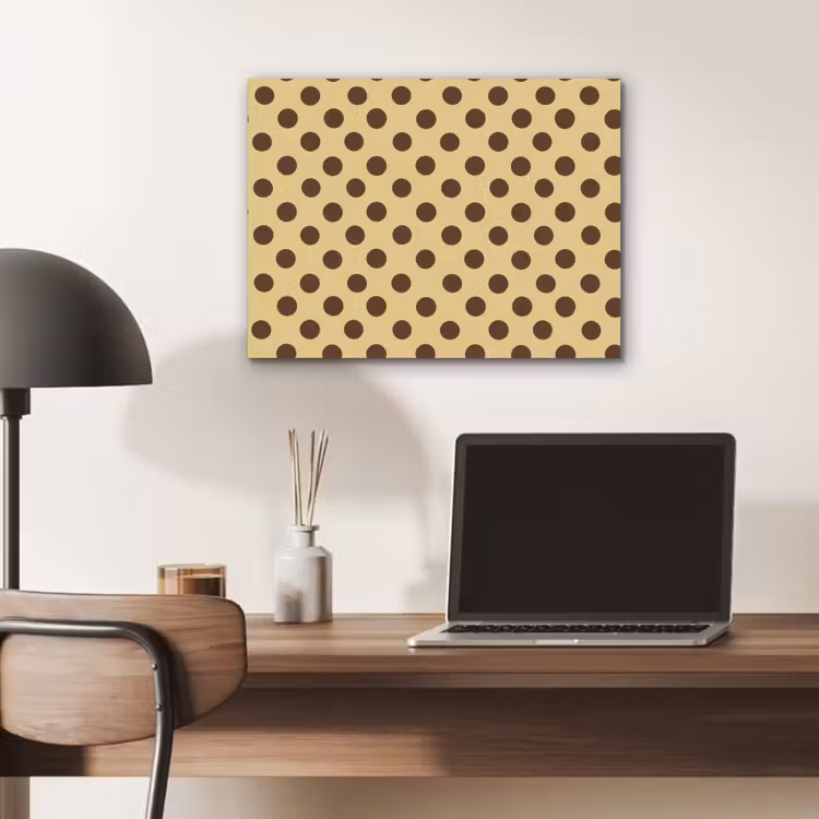 Polka Dot - Stippen - Retro - Geel - Bruin PET vilt klein 837 -sfeer5