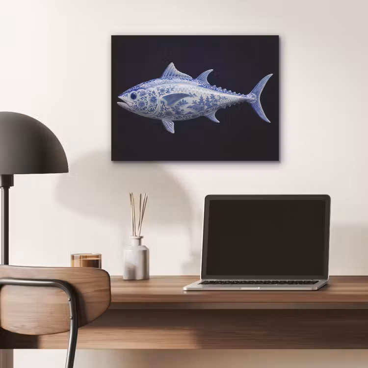 Porselein - Tonijn - Delfts - Blauw PET vilt klein -sfeer5