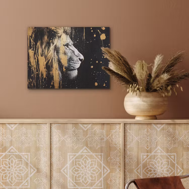 Portret - Leeuw - Abstract - Goud PET vilt klein -sfeer4