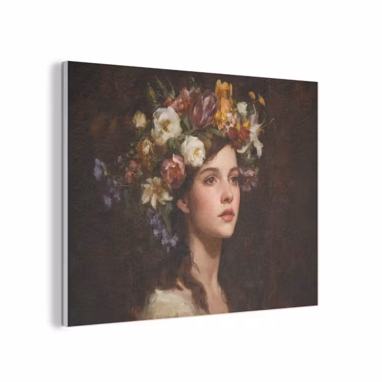 Portret - Vrouw - Bloemen PET vilt klein -3d