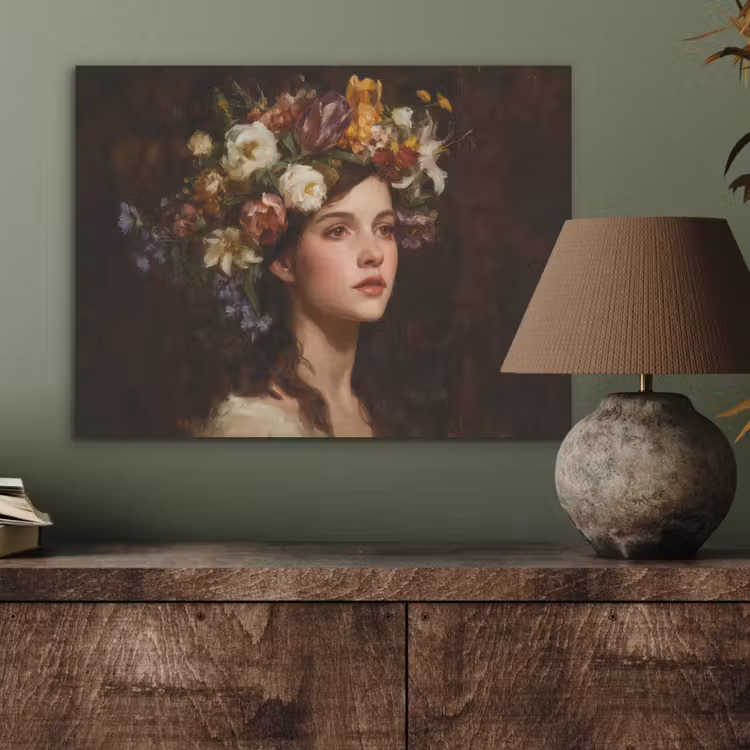 Portret - Vrouw - Bloemen PET vilt klein -sfeer2