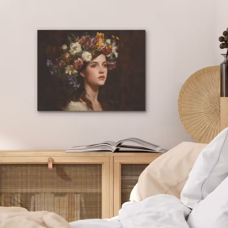 Portret - Vrouw - Bloemen PET vilt klein -sfeer3