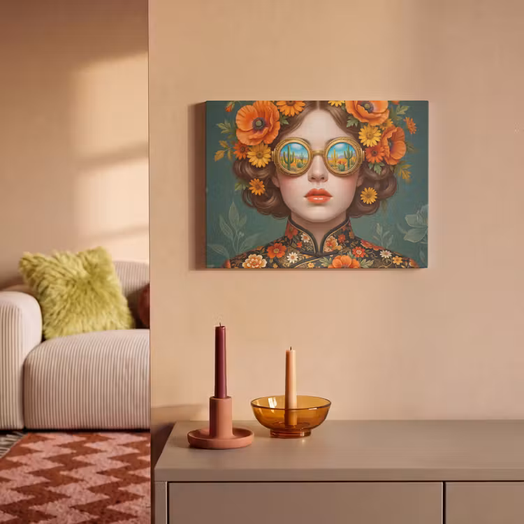 Portret - Vrouw - Kleurrijk - Expressief PET vilt klein -sfeer1