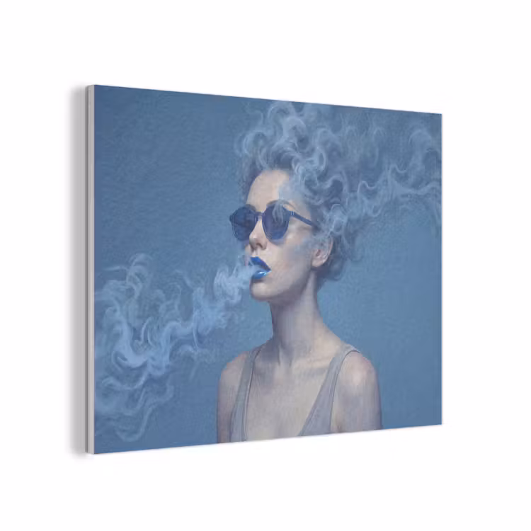 Portret - Zonnebril - Rook - Abstract - Blauw PET vilt klein -3d