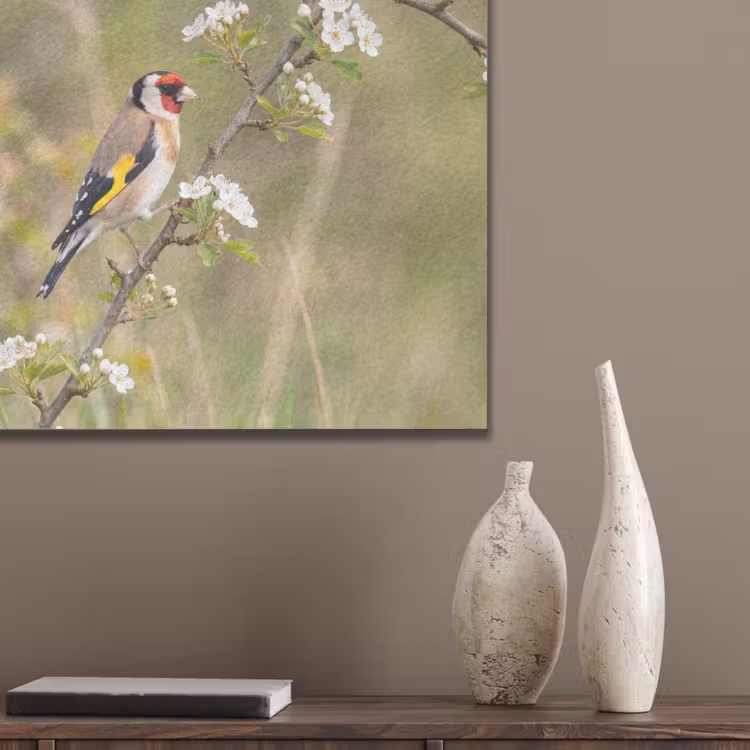 Putter - Bloesem - Lente - Natuur - Kleurrijk PET vilt klein -sfeer6_closeup