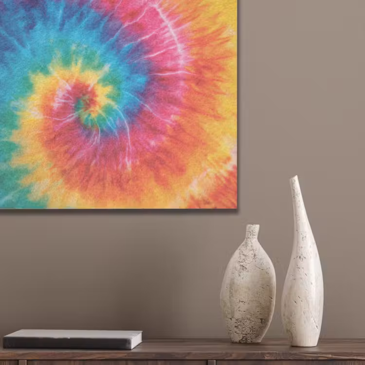 Regenboog - Tie dye - Kleurrijk - Blauw PET vilt klein -sfeer6_closeup