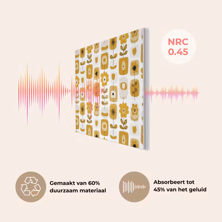 Retro - Abstract - Bloemen - Okergeel PET vilt klein 837 -USP_NL