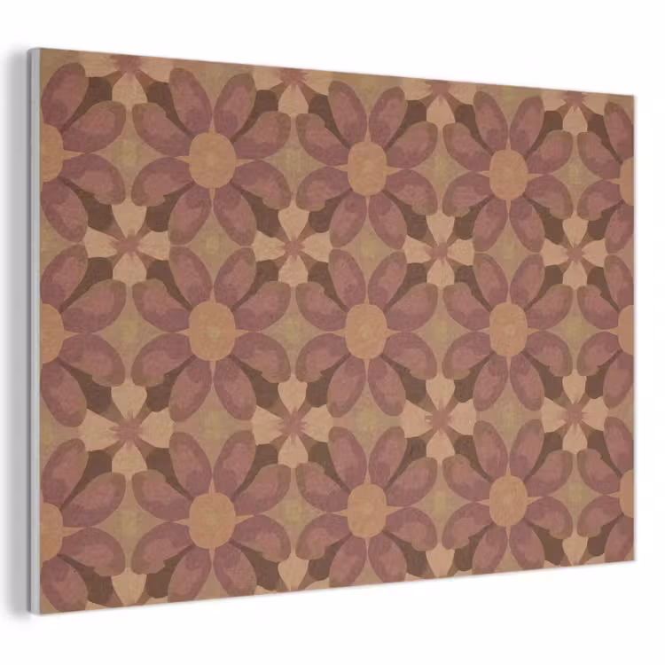 Retro - Bloemen - Bruin PET vilt klein 837 -3d