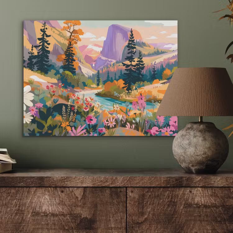 Rivier - Vallei vol bloemen - Levendig PET vilt klein -sfeer2