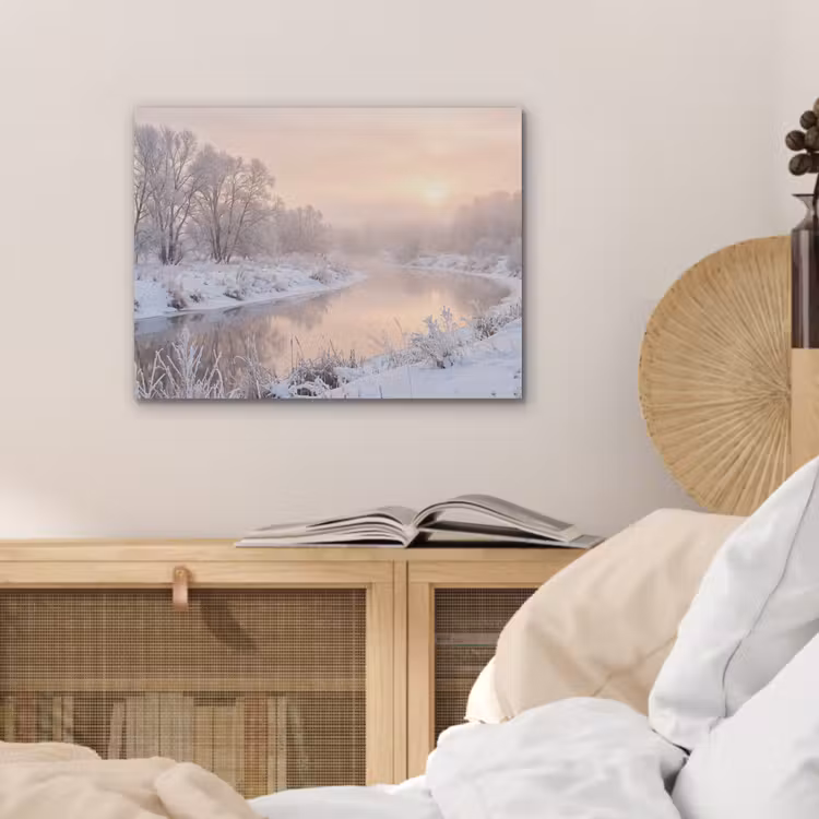 Rivier - Winter - Landschap - Sneeuw - Zonsopgang PET vilt klein -sfeer3