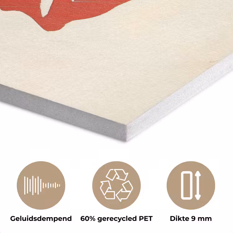 Rode hibiscusbloem - Textuur achtergrond - Beige PET vilt klein -closeup_NL