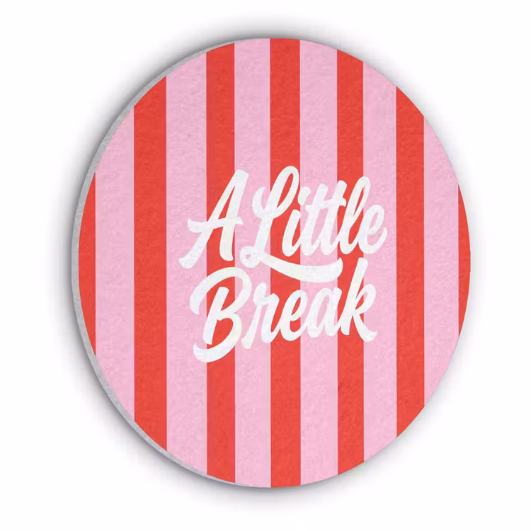 A Little Break - Strepen - Rood - Roze Akoestische PET Vilt - Rond klein -3d