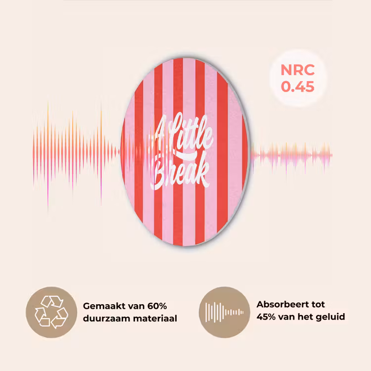 A Little Break - Strepen - Rood - Roze Akoestische PET Vilt - Rond klein -USP_NL