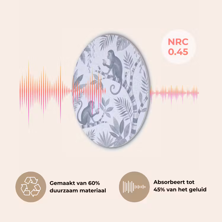 Aap - Boom - Bladeren - Jungle - Illustratie Akoestische PET Vilt - Rond klein -USP_NL