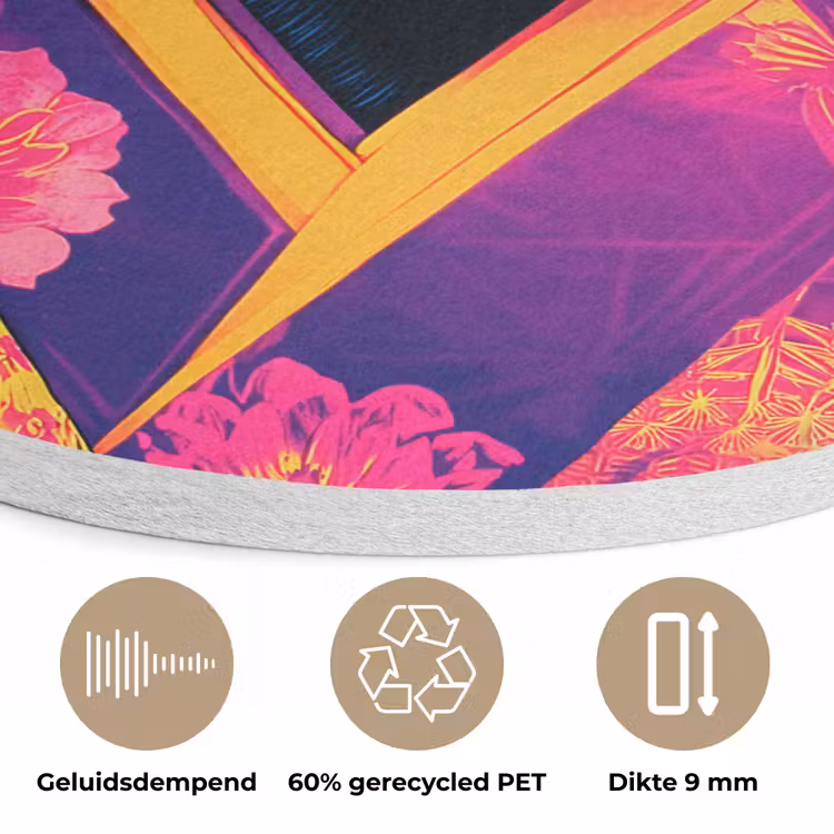Aap - Kimono - Bloemen - Hoofdtooi Akoestische PET Vilt - Rond klein -closeup_NL