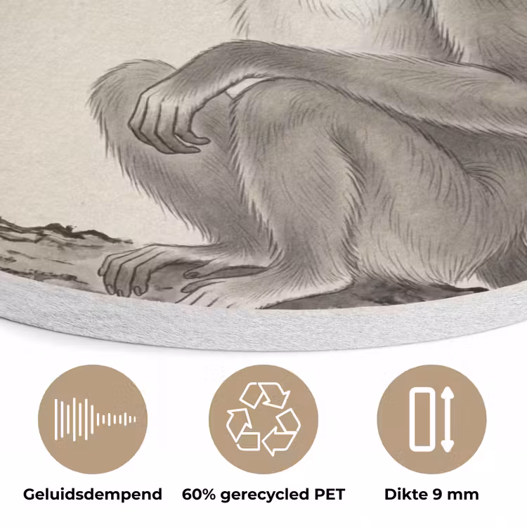 Aap - Maan - Goud Akoestische PET Vilt - Rond klein -closeup_NL
