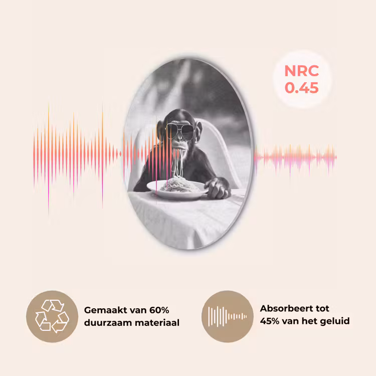 Aap - Spaghetti - Zonnebril - Zwart wit - Cool - Dier Akoestische PET Vilt - Rond klein -USP_NL