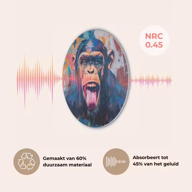 Aap - Tong - Abstract - Zwart Akoestische PET Vilt - Rond klein -USP_NL