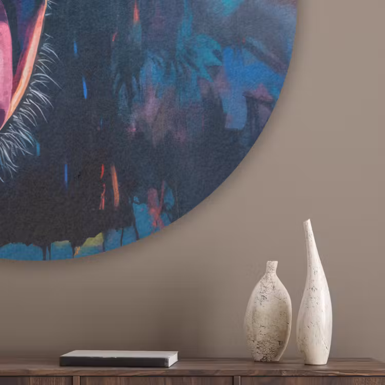 Aap - Tong - Abstract - Zwart Akoestische PET Vilt - Rond klein -sfeer5_closeup