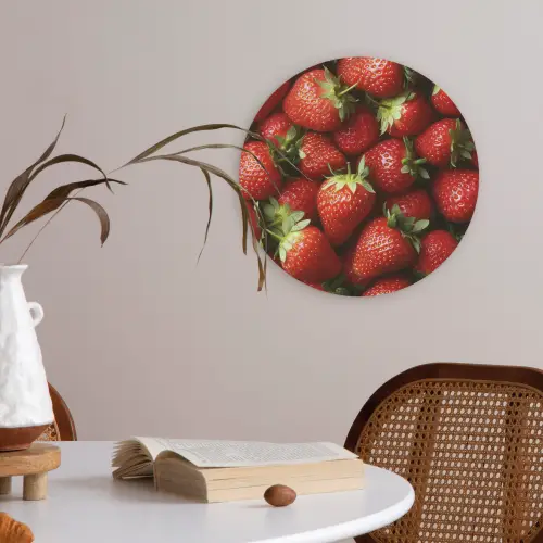 Aardbei - Fruit - Rood Akoestische PET Vilt - Rond klein -sfeer3