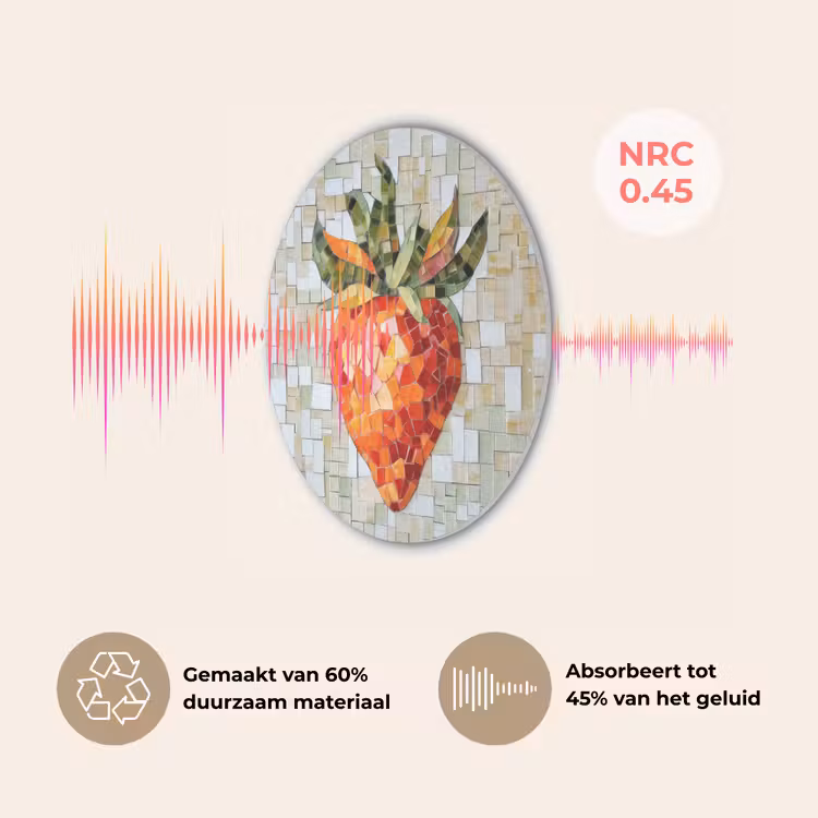 Aardbei - Rood - Mozaïek - Fruit Akoestische PET Vilt - Rond klein -USP_NL