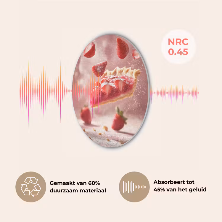 Aardbei - Taart- Eten - Roze Akoestische PET Vilt - Rond klein -USP_NL