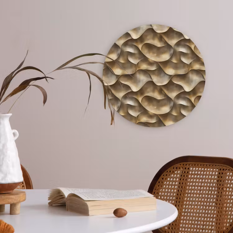 Abstract - Antiek - Goud Akoestische PET Vilt - Rond klein 838 -sfeer3