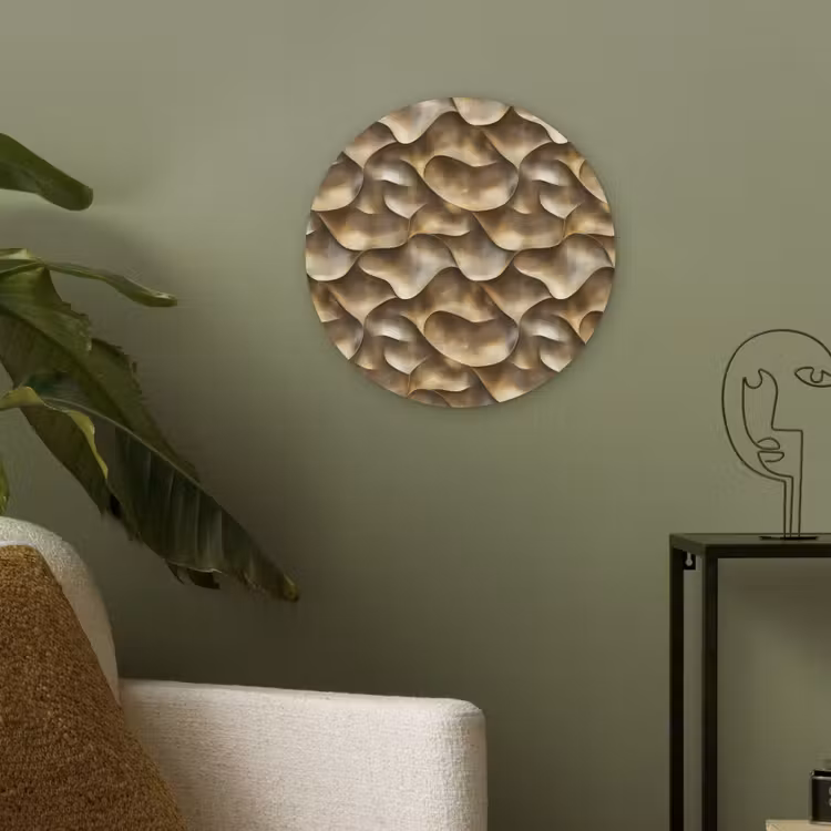 Abstract - Antiek - Goud Akoestische PET Vilt - Rond klein 838 -sfeer2