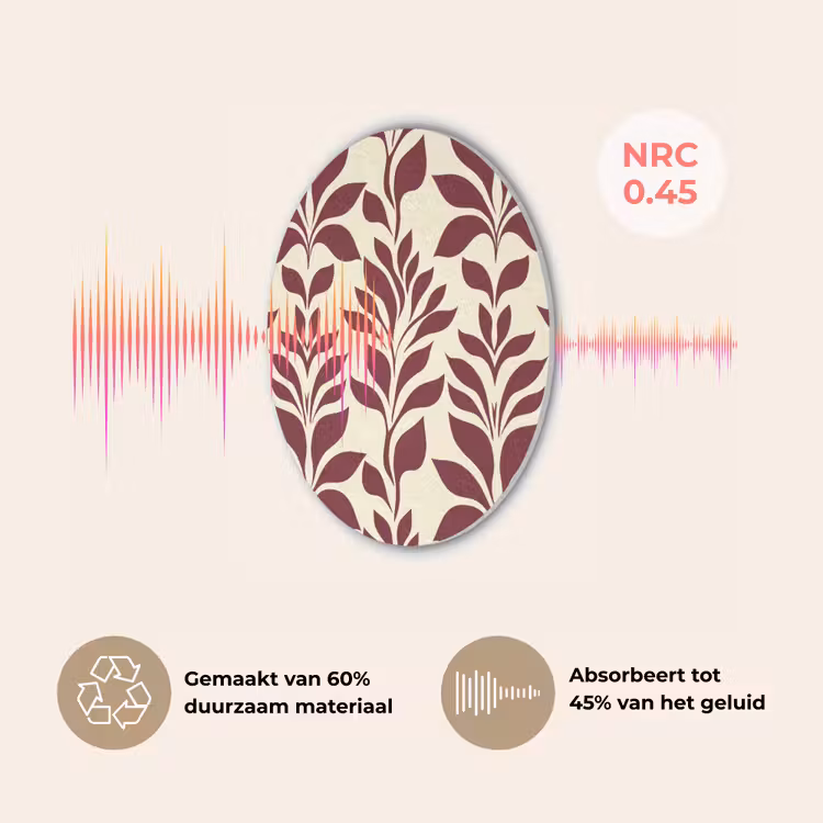 Abstract - Bladeren - Burgundy Akoestische PET Vilt - Rond klein 838 -USP_NL
