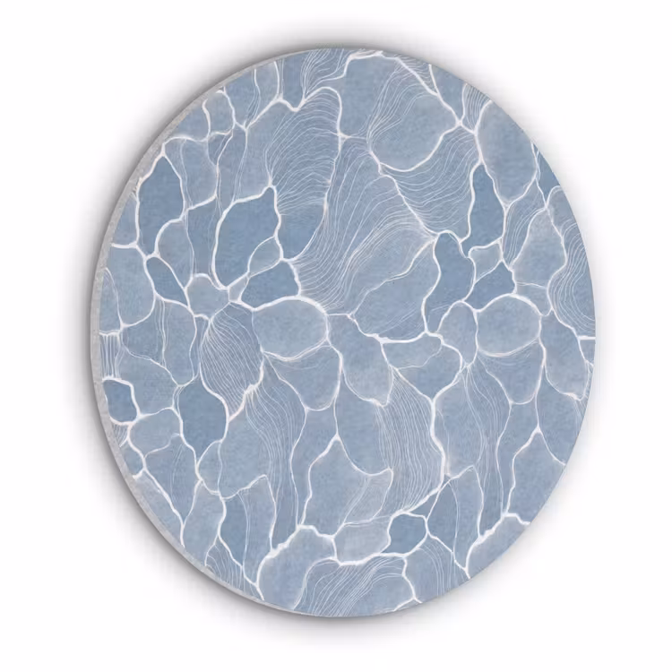 Abstract - Blauw - Bladeren Akoestische PET Vilt - Rond klein -3d